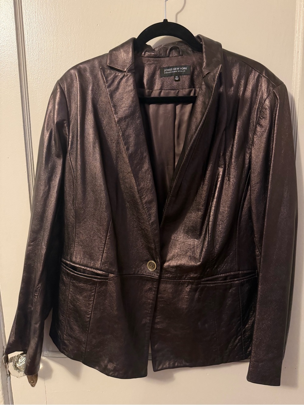 Vintage Jones New York Women's Brown Metallic Leather Blazer